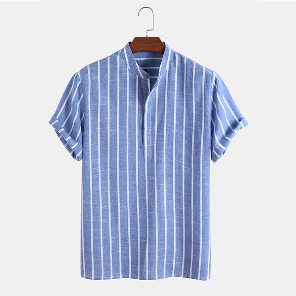 Striped Button-Up Polo Shirt