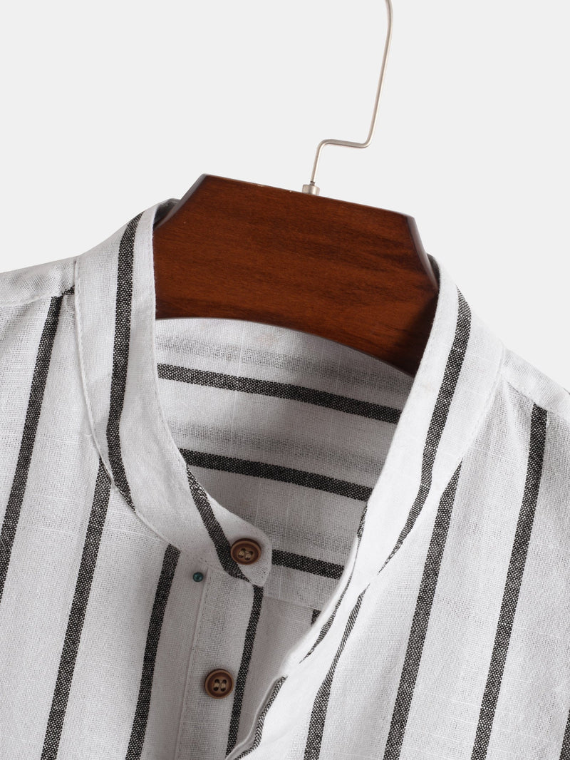 Striped Button-Up Polo Shirt