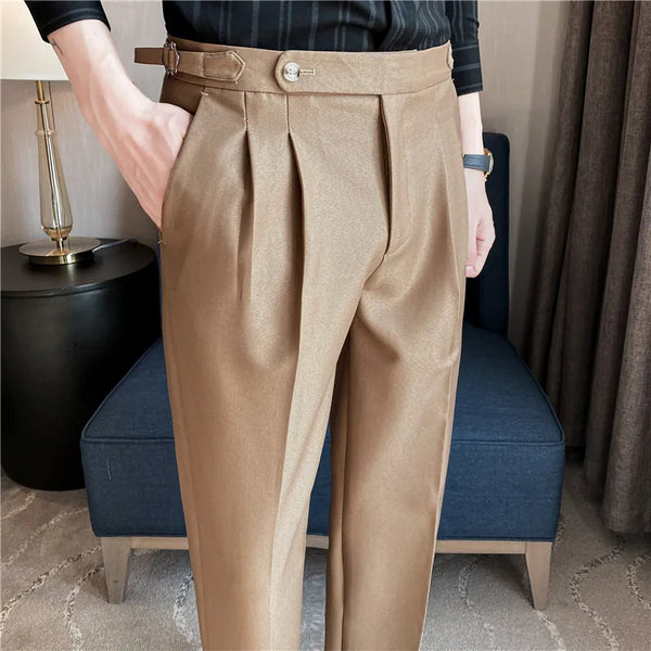 Fashions Slim Fit Formal Trousers Mens Autumn Winter High Quality Brand Business Casual Black Blue Stretch Long Pants 29-36