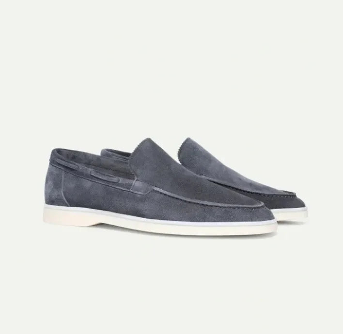 Yacht Loafers Frosted Suede Slip-on Driving Flat Shoes 4 Season Walking Lazy Mules Round Toe Penny Casual Shoes Man Big Size