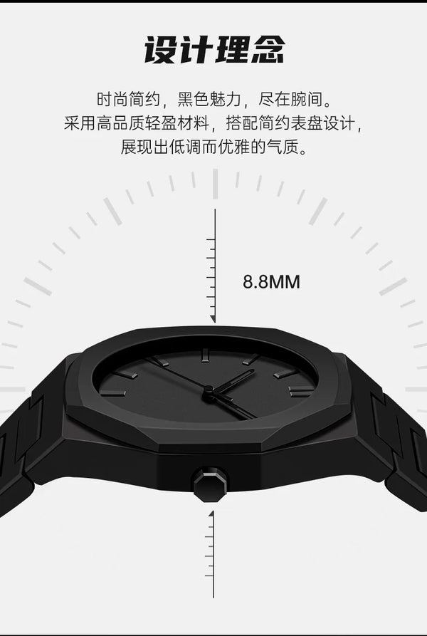 Lightweight Plastic Band Case Full Black Watch for Men Classic Simple Reloj Quartz Wristwatch Male Man New Fashion Style Clock