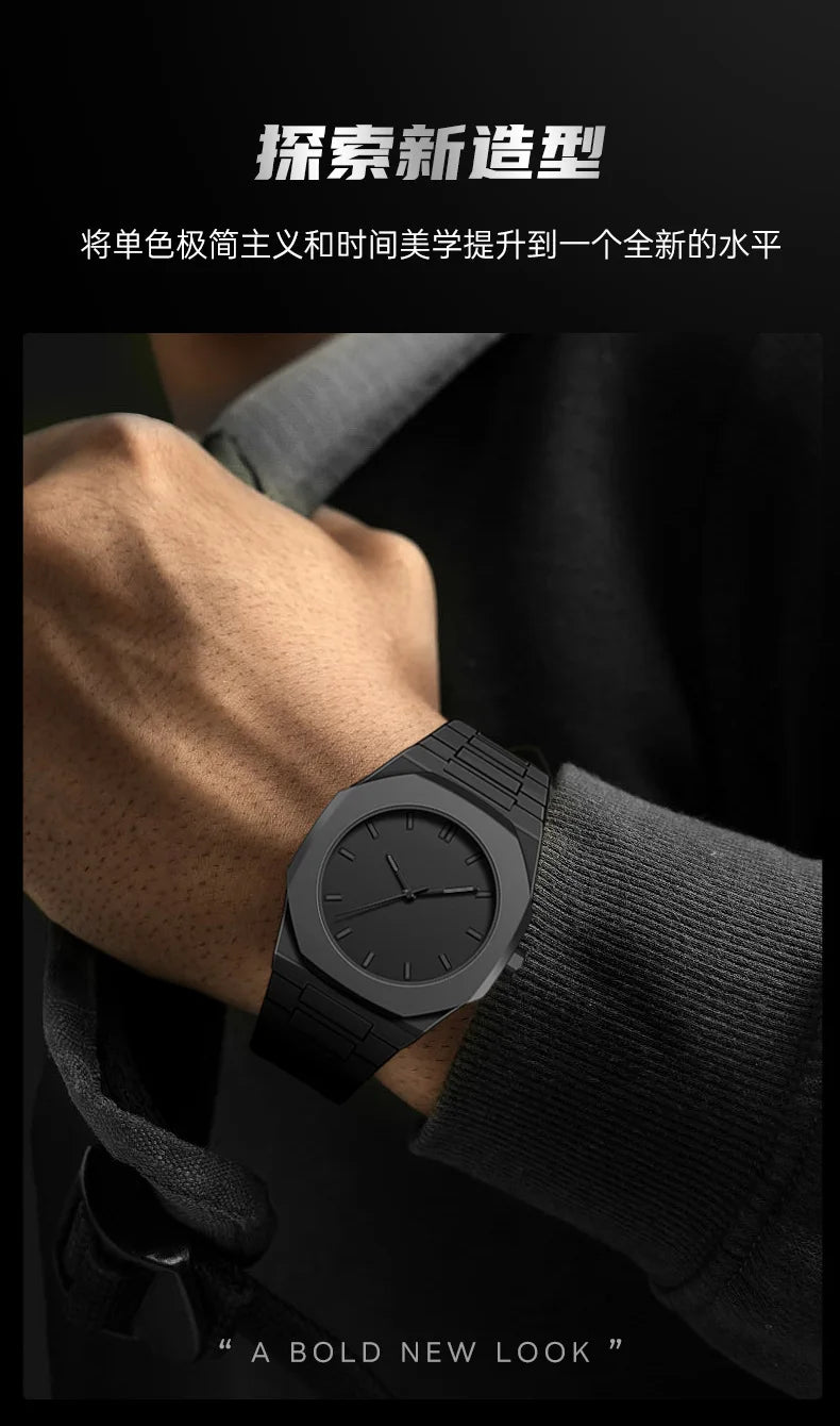 Lightweight Plastic Band Case Full Black Watch for Men Classic Simple Reloj Quartz Wristwatch Male Man New Fashion Style Clock