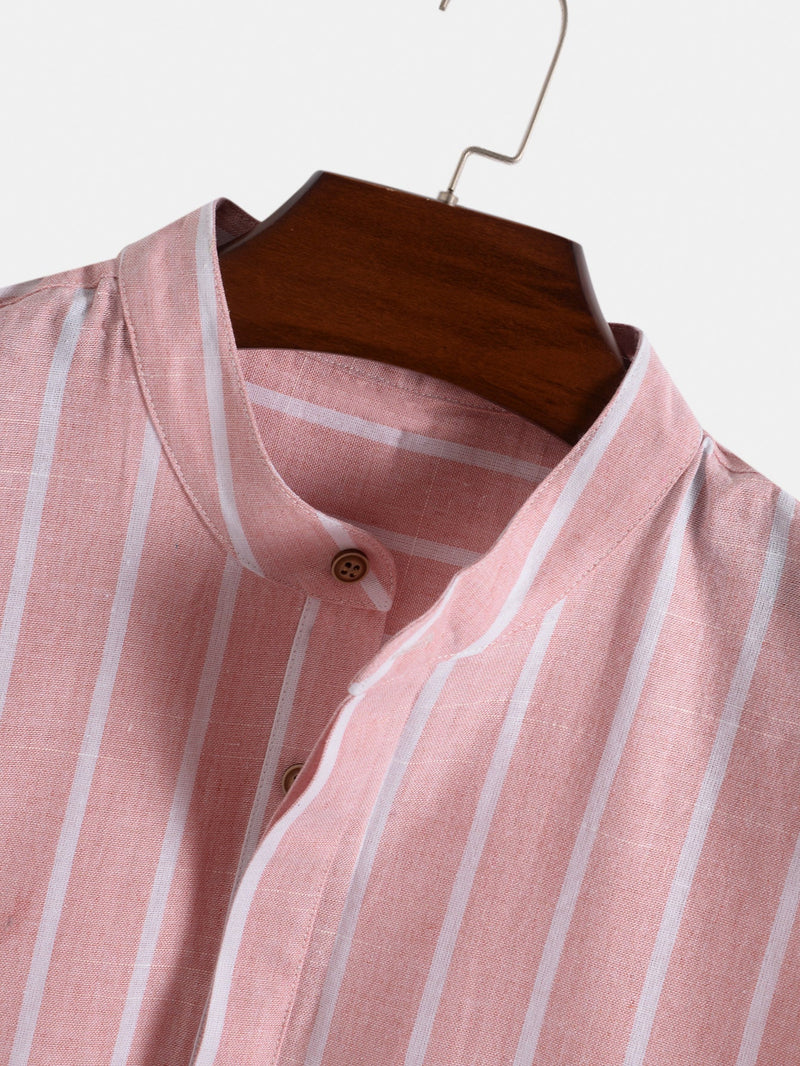 Striped Button-Up Polo Shirt